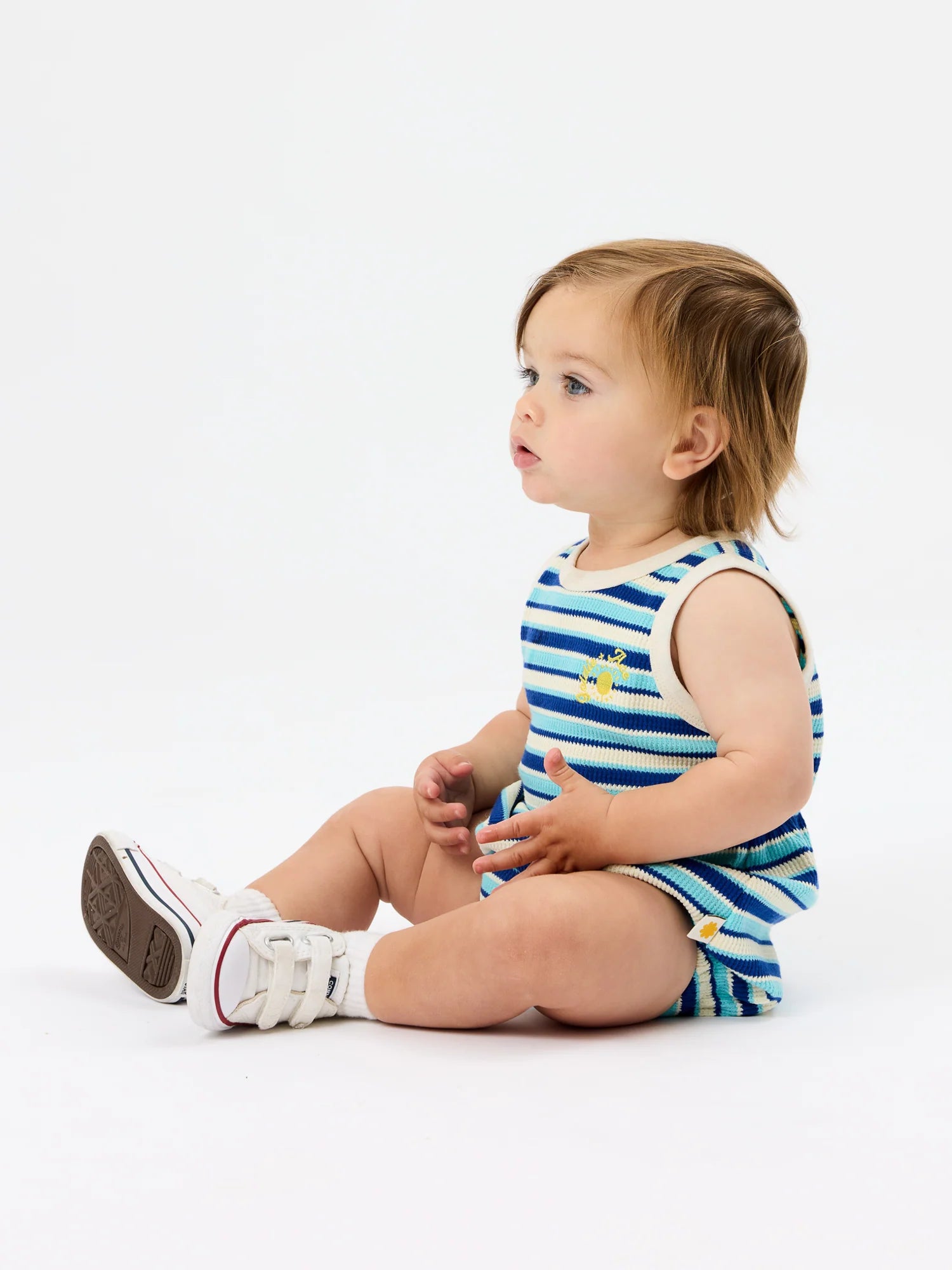 Goldie + Ace - Waffle Bubble Romper (Blue) Dear Blackbird Boutique