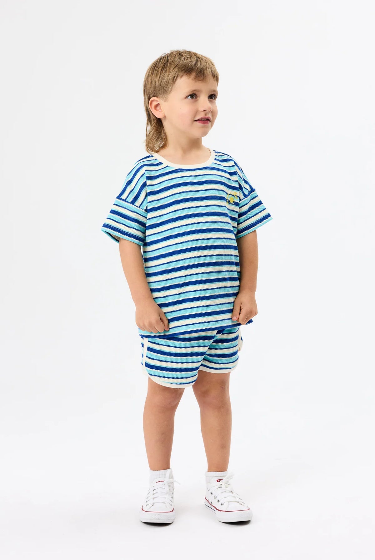 Goldie + Ace - Waffle Stripe T-Shirt (Blue) Goldie + Ace