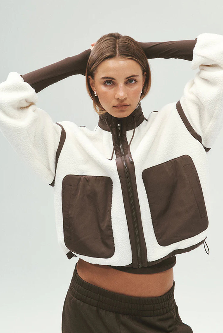 P.E Nation - Lennon Sherpa Jacket (Whisper White/Coffee) P.E Nation
