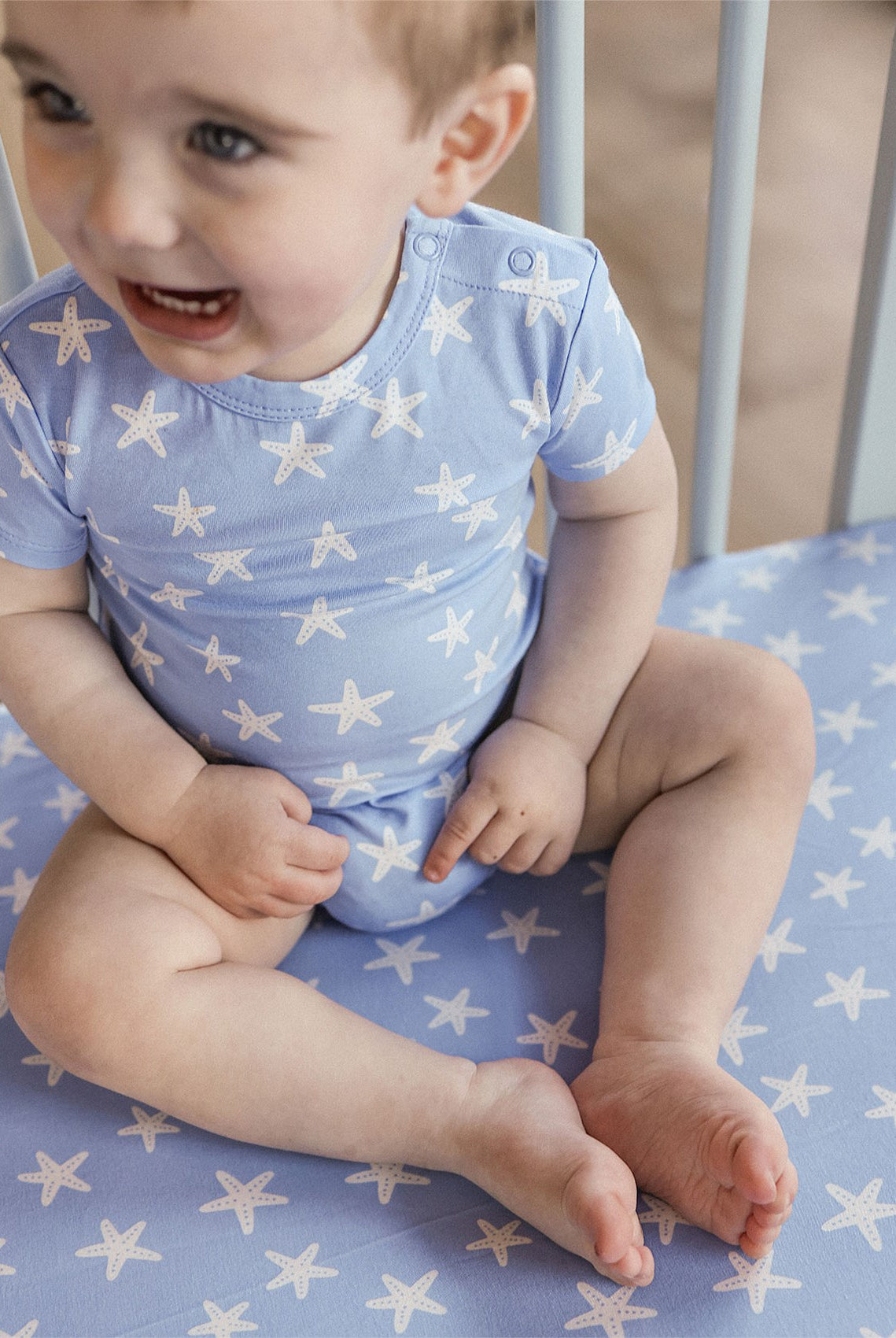KYND Baby - Comfy Short Sleeve Bodysuit (Star Fish Blue) KYND Baby
