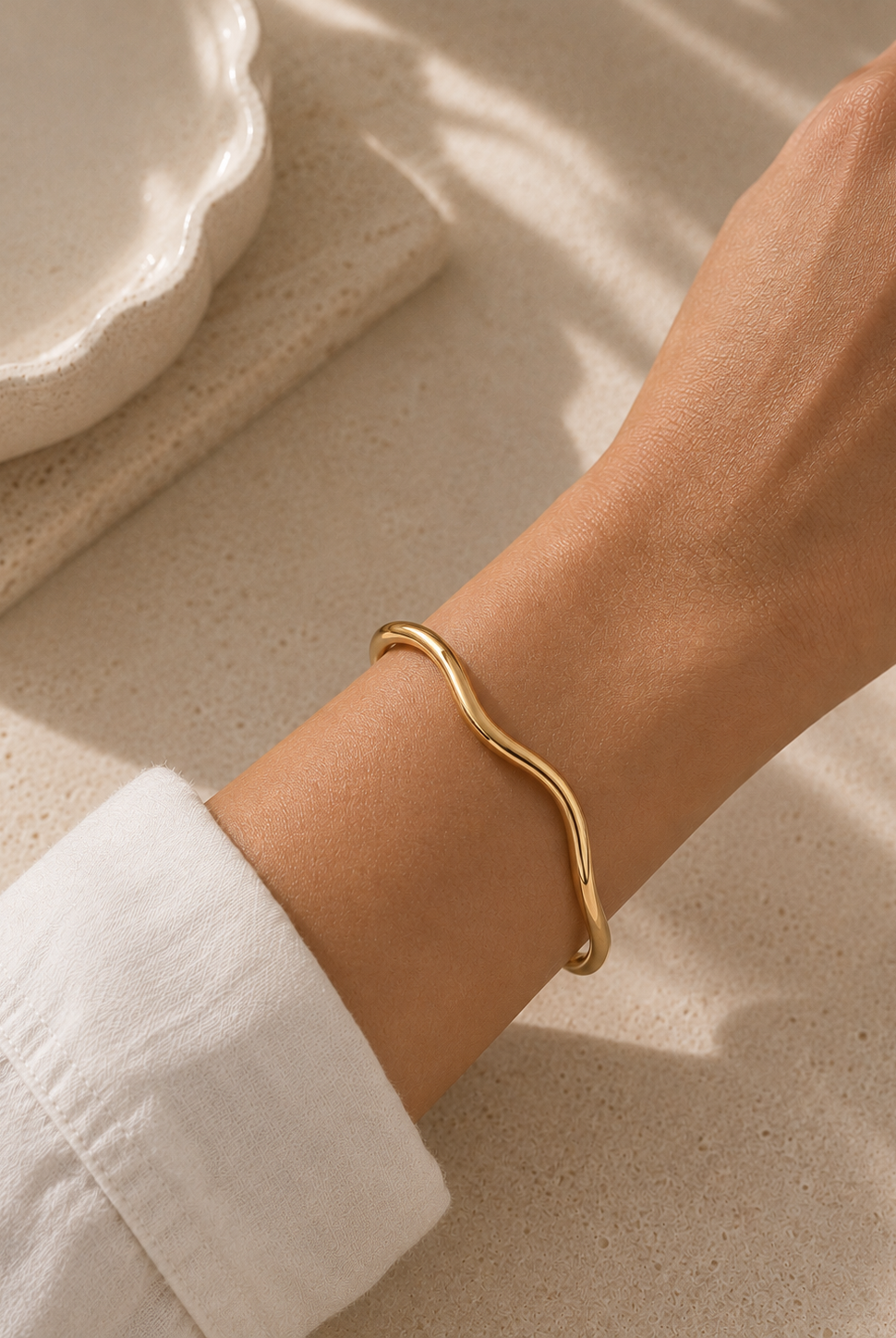 Wave 18K Gold Plated Bangle Dear Blackbird Boutique