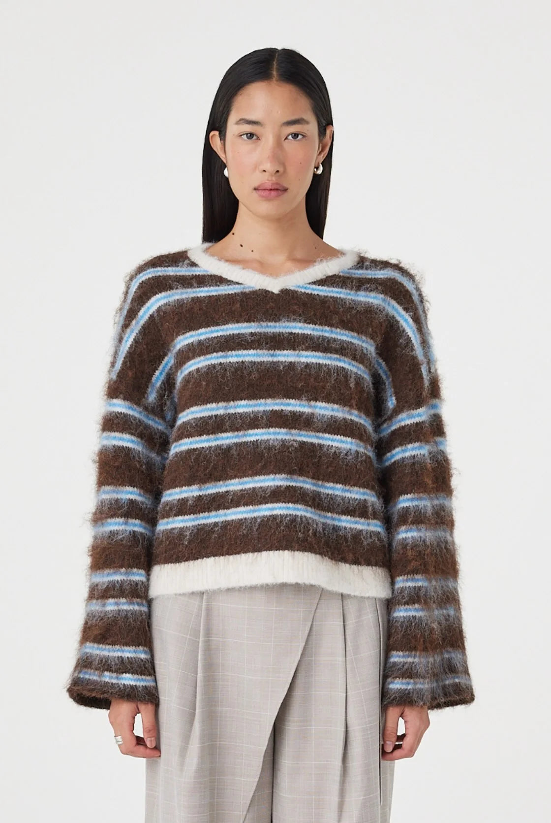 Arcaa - Lucca Sweater (Espresso & Blue Stripe) Arcaa