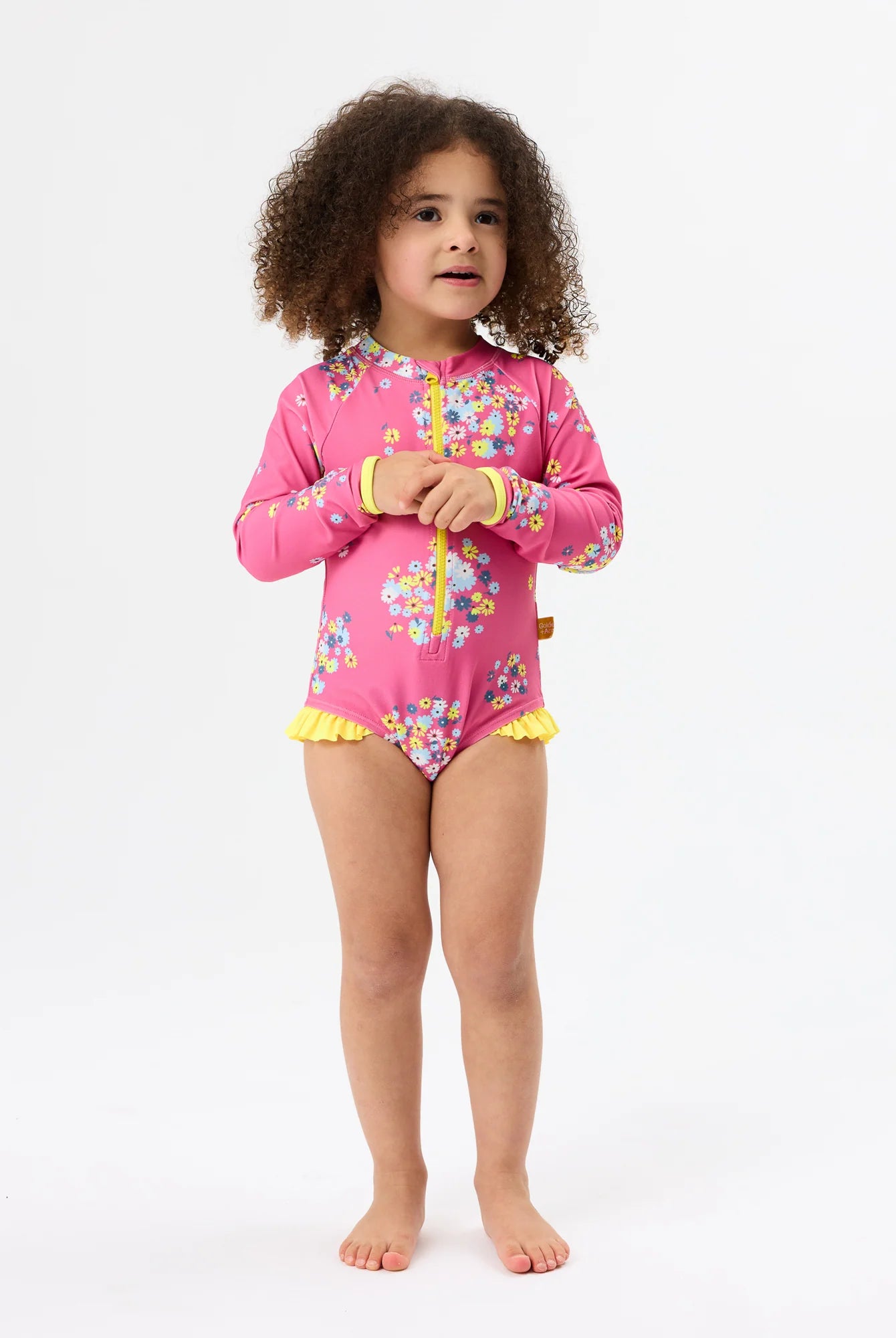 Goldie + Ace - Floral Long Sleeve Frill Swimsuit Goldie + Ace