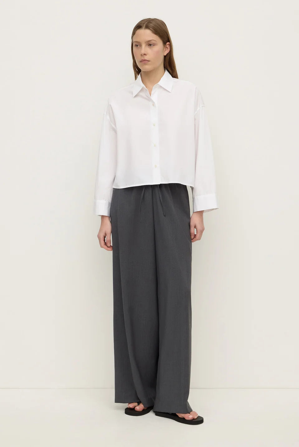 Assembly Label - Aurora Cropped Poplin Shirt (White) Assembly Label