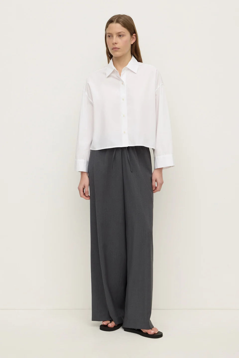 Assembly Label - Aurora Cropped Poplin Shirt (White) Assembly Label