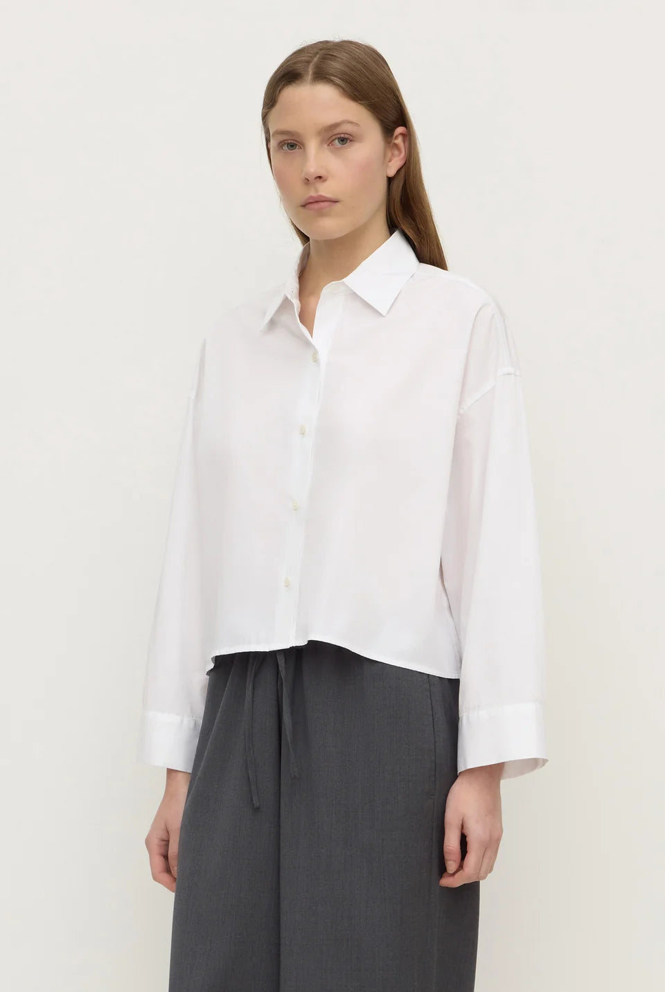 Assembly Label - Aurora Cropped Poplin Shirt (White) Assembly Label