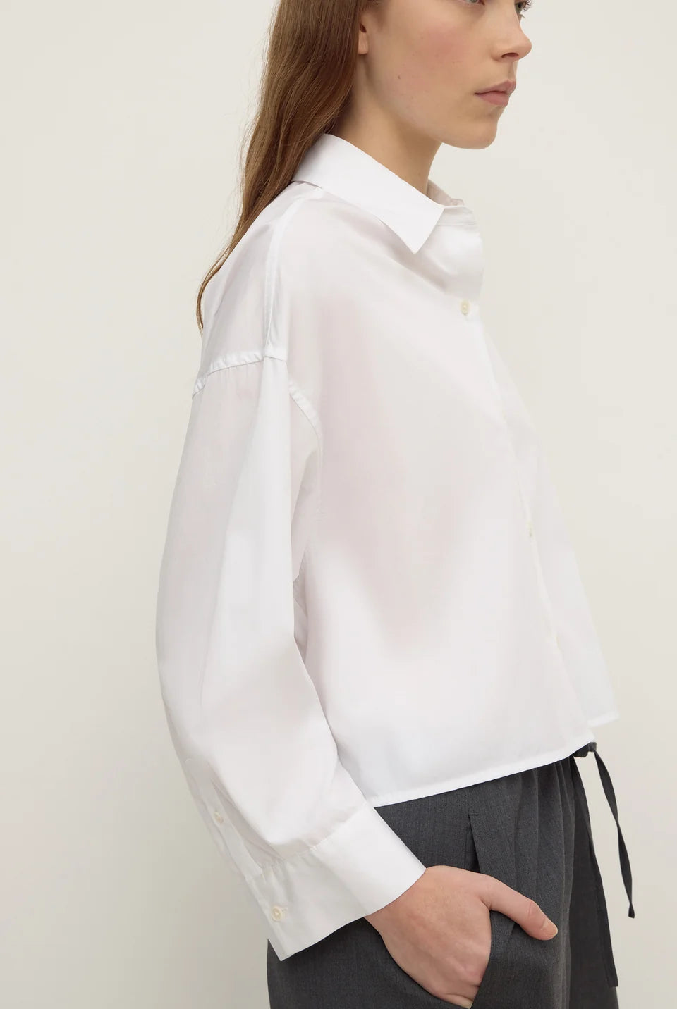 Assembly Label - Aurora Cropped Poplin Shirt (White) Assembly Label