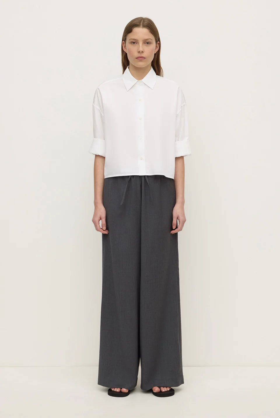 Assembly Label - Aurora Cropped Poplin Shirt (White) Assembly Label