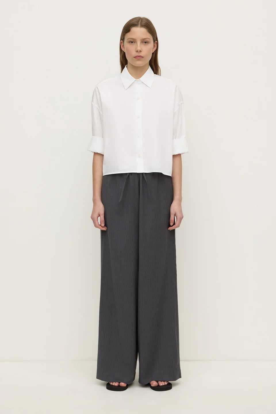 Assembly Label - Aurora Cropped Poplin Shirt (White) Assembly Label