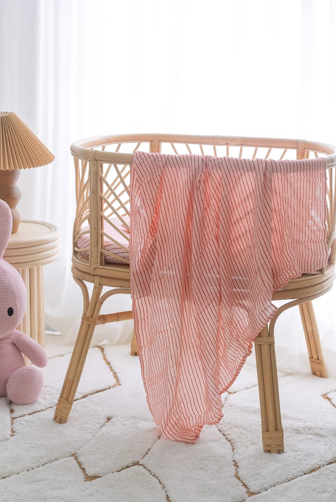 Fox & Fallow - Organic Muslin Wrap (Strawberry Stripe) Fox & Fallow