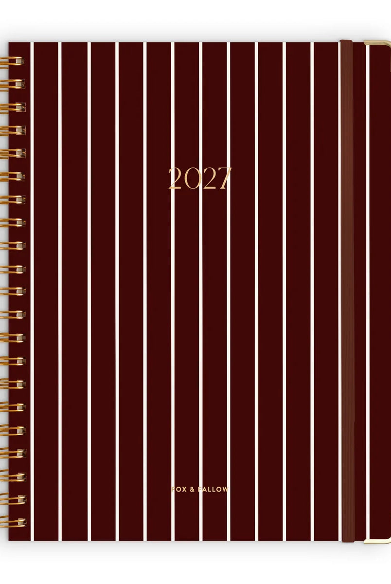 Fox & Fallow - 2027 A4 Academic Vertical Planner (Merlot Pinstripe) Fox & Fallow