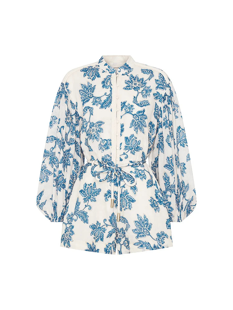 Kivari - Bluebell Playsuit (Blue Ecru) Kivari