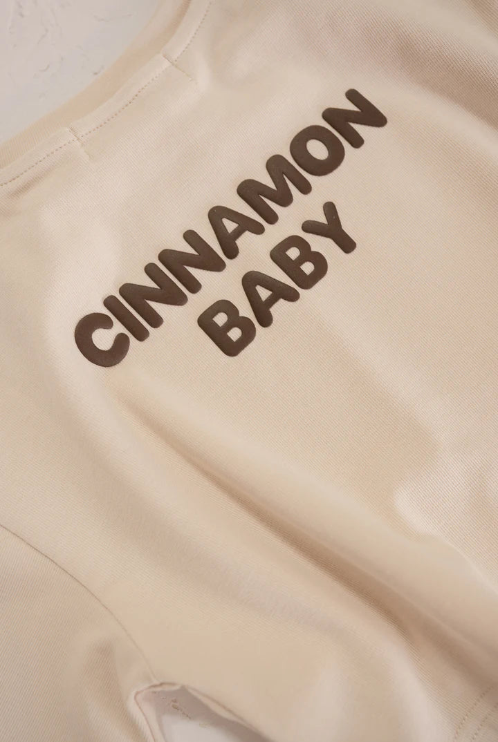 Cinnamon Baby - Puff Sleeve Oversized Tee (Cream) Cinnamon Baby