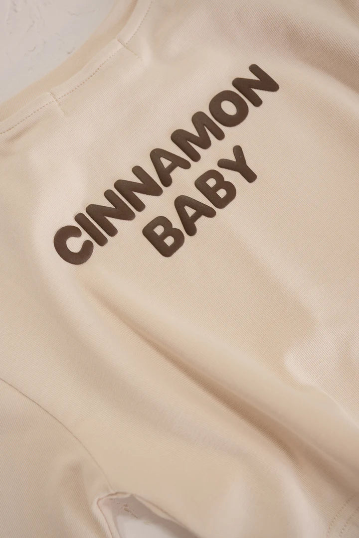 Cinnamon Baby - Puff Sleeve Oversized Tee (Cream) Cinnamon Baby