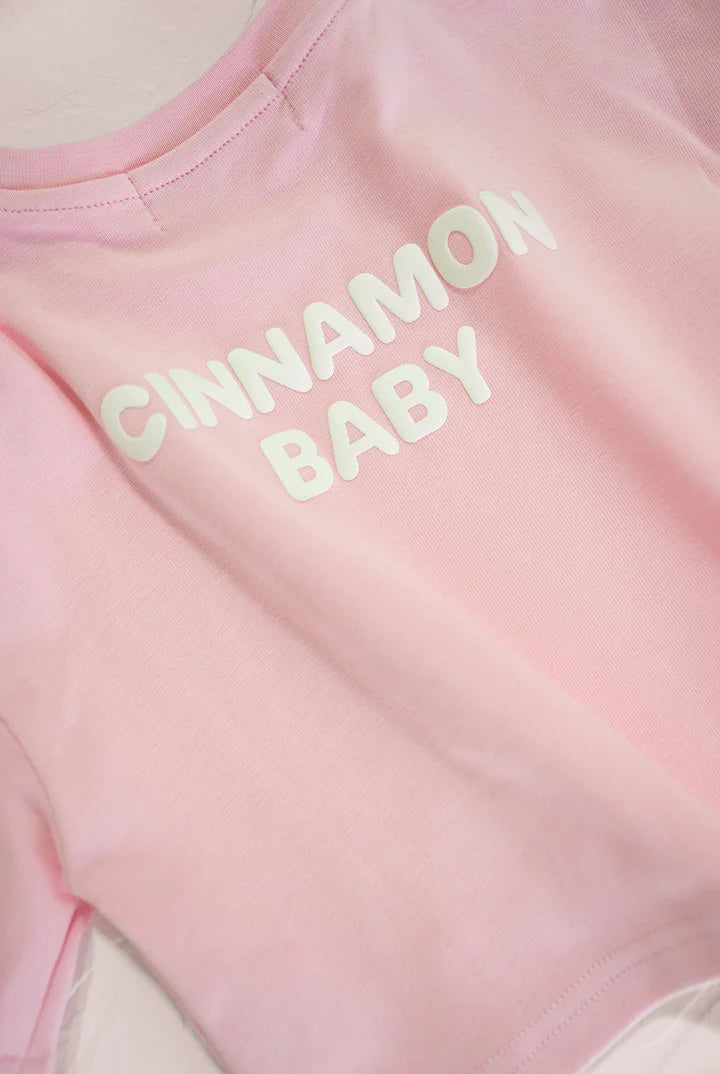 Cinnamon Baby - Puff Sleeve Oversized Tee (Pink) Cinnamon Baby
