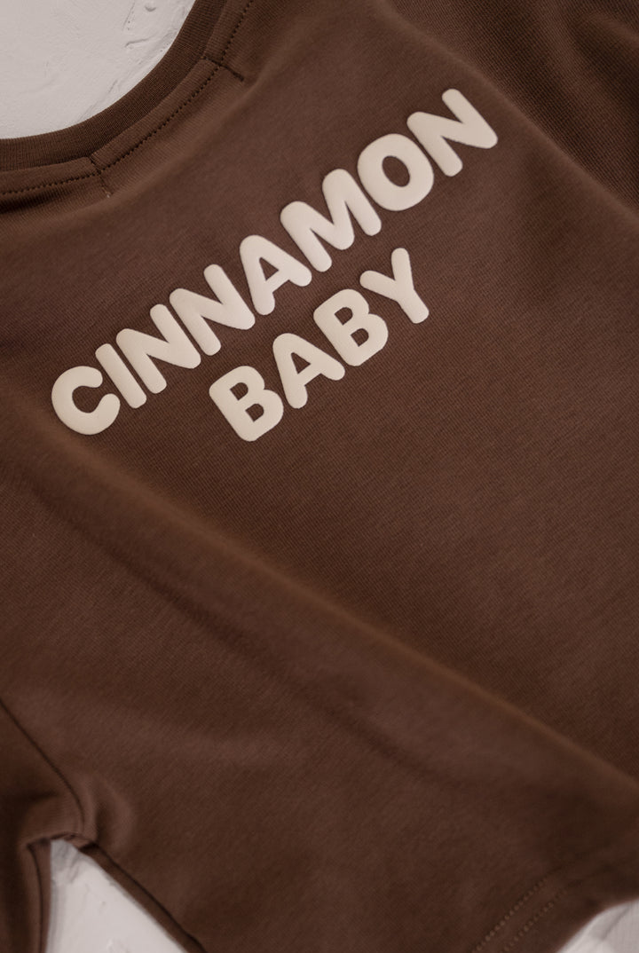 Cinnamon Baby - Puff Sleeve Oversized Tee (Chocolate) Cinnamon Baby