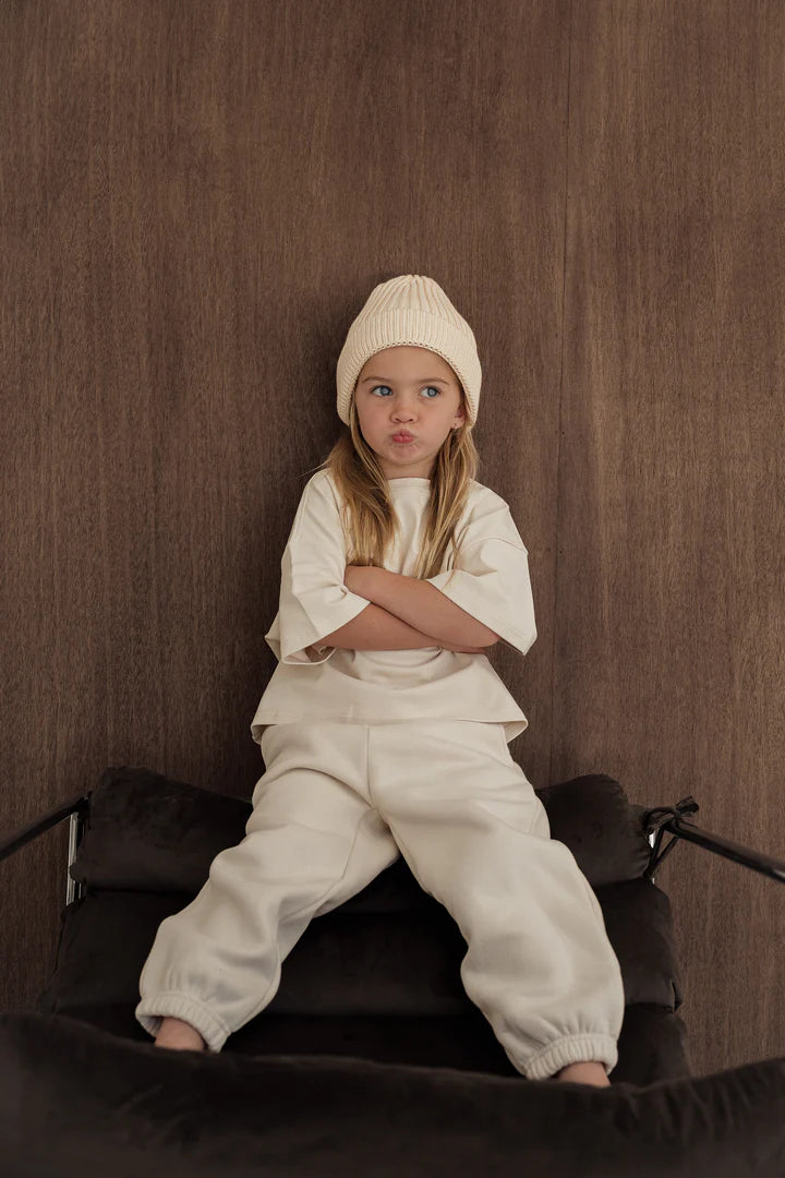 Cinnamon Baby - Puff Sleeve Oversized Tee (Cream) Cinnamon Baby