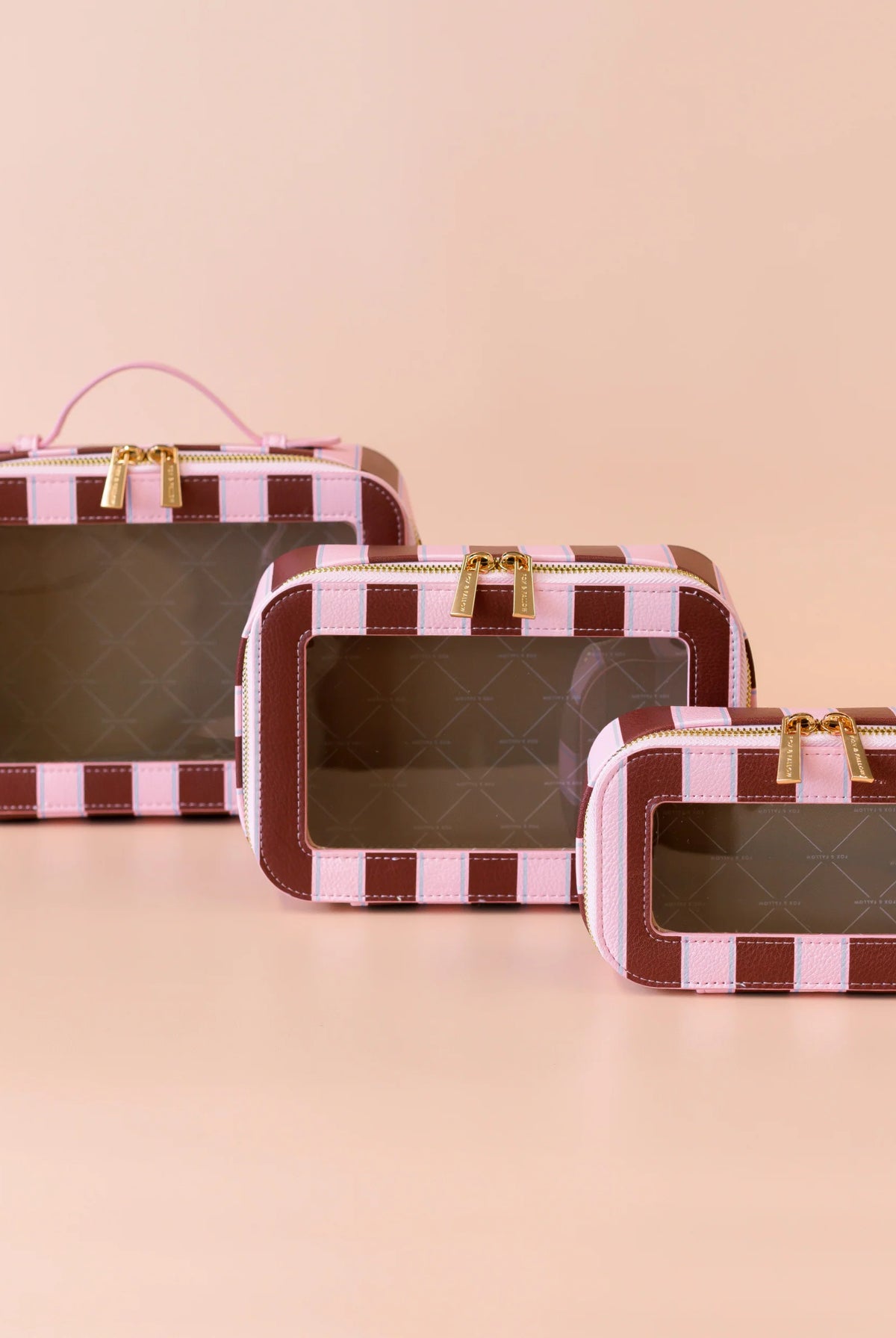 Fox & Fallow - Cosmetic Nested Trio Set (Burgundy Stripe) Fox & Fallow