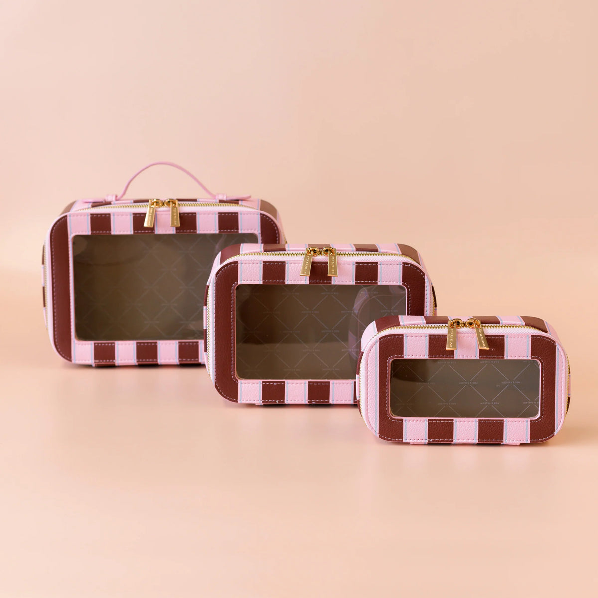 Fox & Fallow - Cosmetic Nested Trio Set (Burgundy Stripe) Fox & Fallow