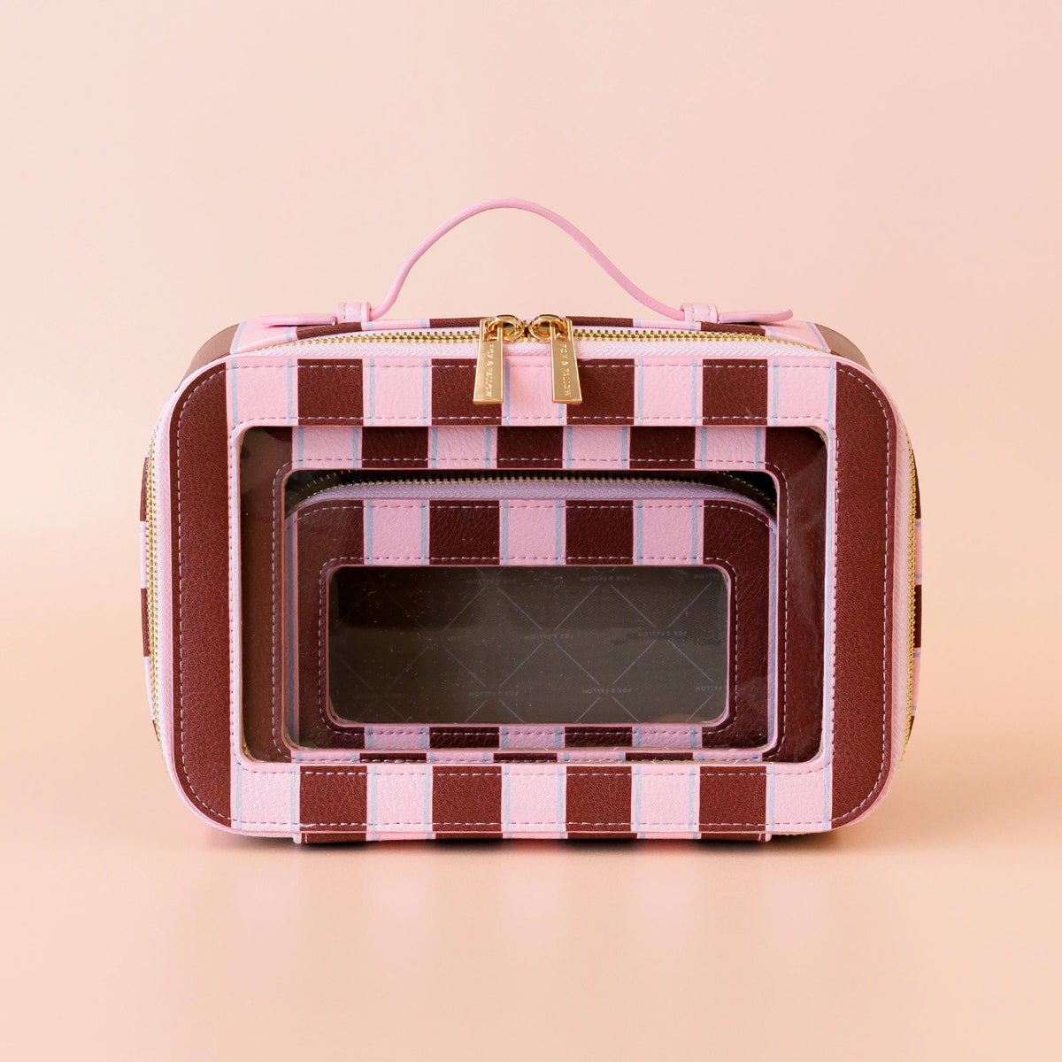 Fox & Fallow - Cosmetic Nested Trio Set (Burgundy Stripe) Fox & Fallow