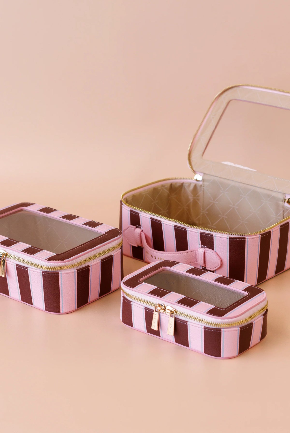 Fox & Fallow - Cosmetic Nested Trio Set (Burgundy Stripe) Fox & Fallow