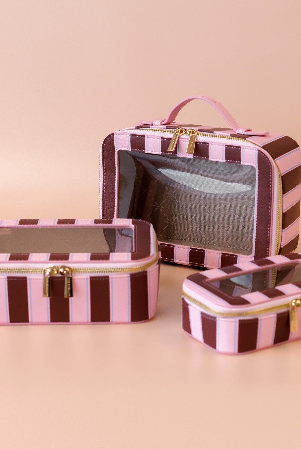 Fox & Fallow - Cosmetic Nested Trio Set (Burgundy Stripe) Fox & Fallow