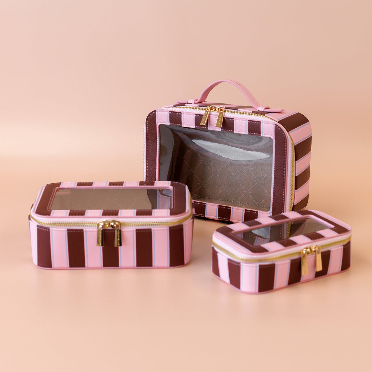Fox & Fallow - Cosmetic Nested Trio Set (Burgundy Stripe) Fox & Fallow