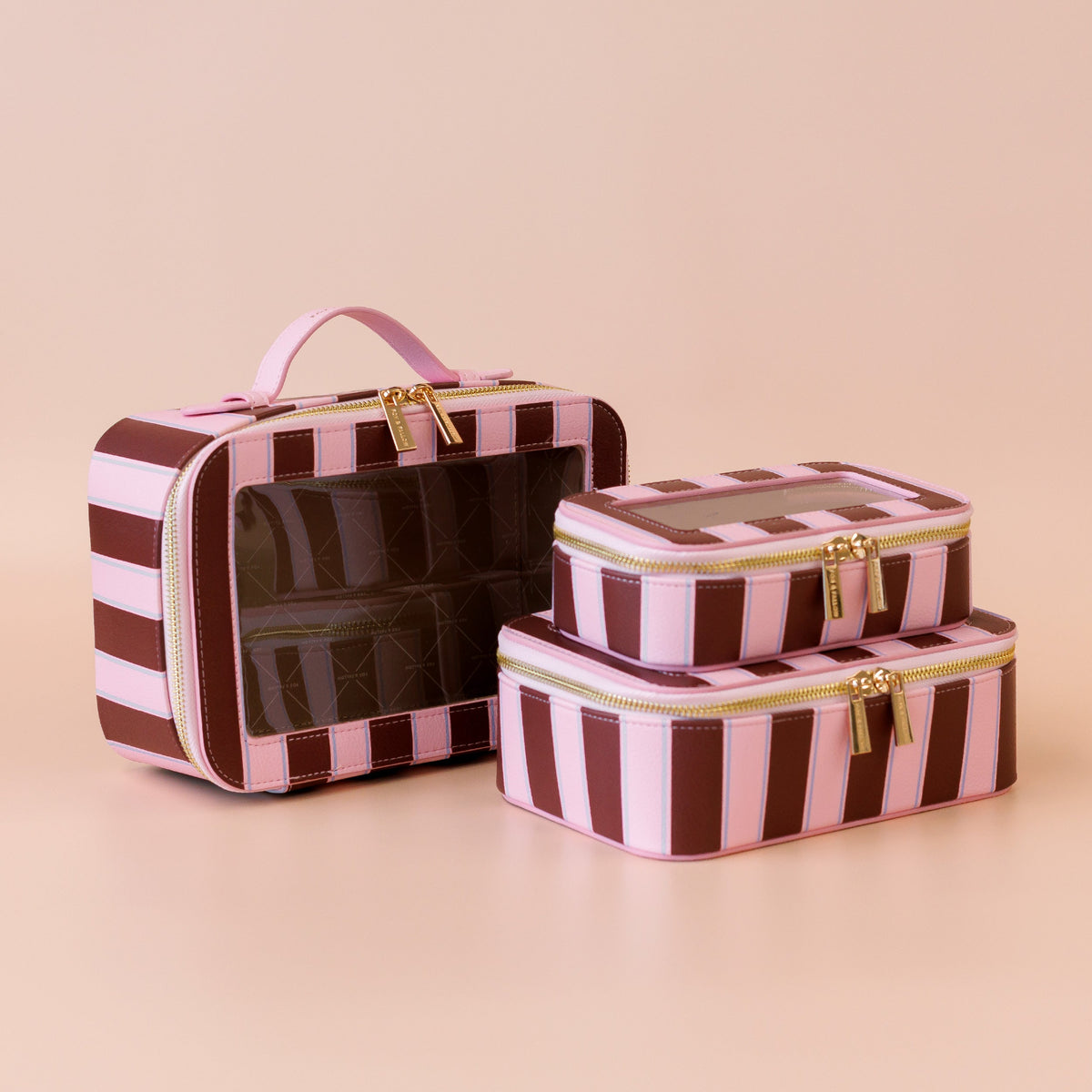 Fox & Fallow - Cosmetic Nested Trio Set (Burgundy Stripe) Fox & Fallow