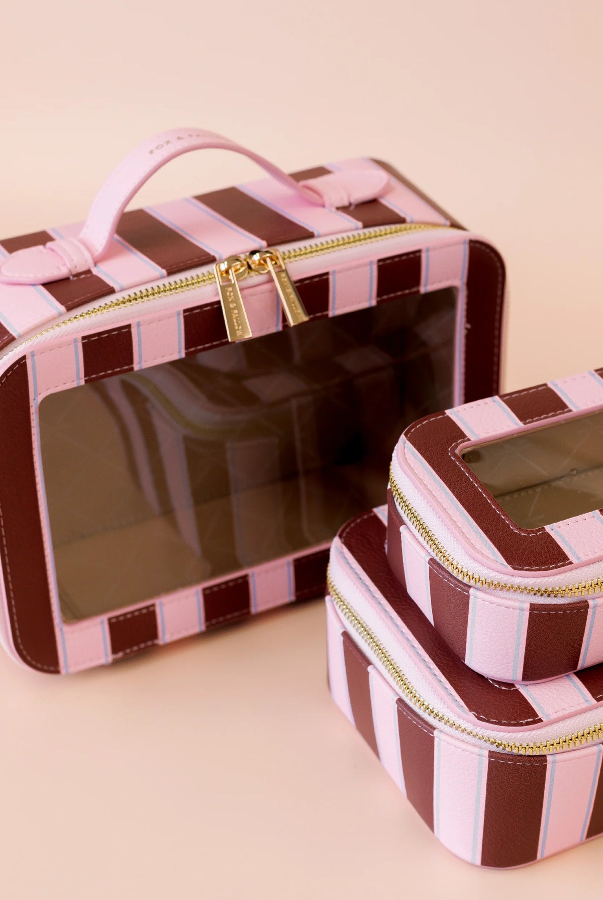 Fox & Fallow - Cosmetic Nested Trio Set (Burgundy Stripe) Fox & Fallow