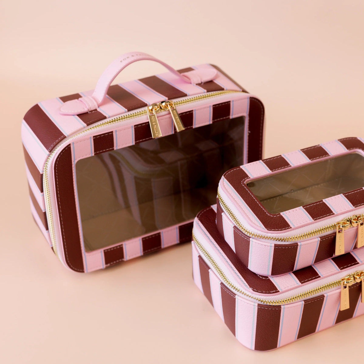 Fox & Fallow - Cosmetic Nested Trio Set (Burgundy Stripe) Fox & Fallow