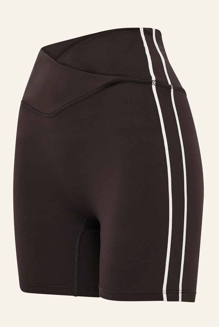 P.E Nation - Clarity 5 Inch Bike Shorts (Coffee/Whisper White) P.E Nation
