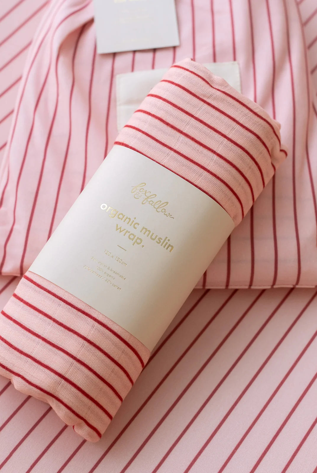 Fox & Fallow - Organic Muslin Wrap (Strawberry Stripe) Fox & Fallow