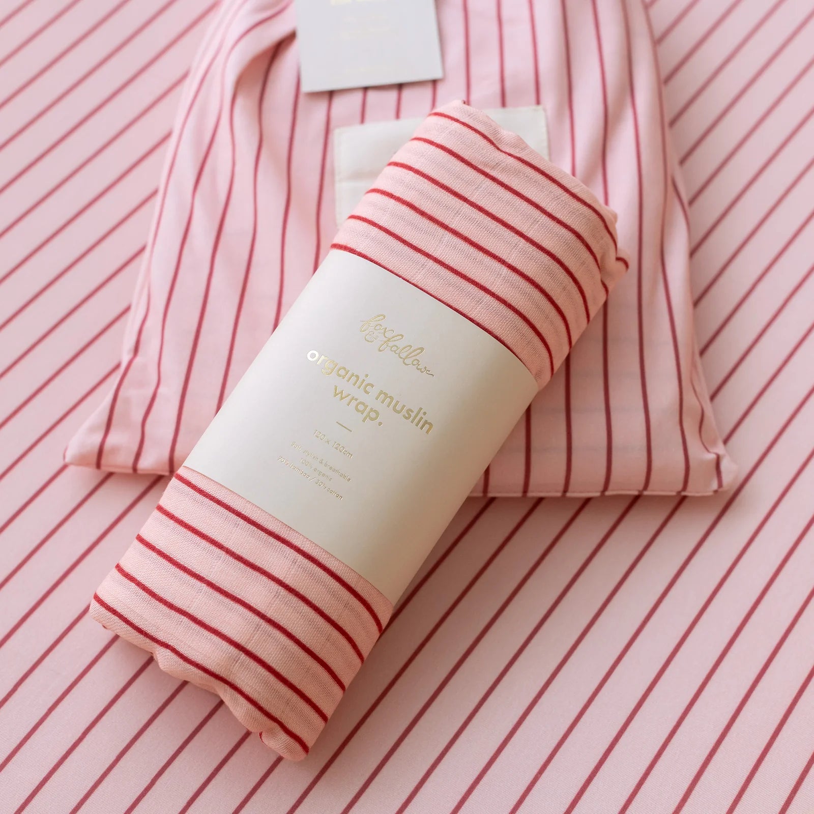 Fox & Fallow - Organic Muslin Wrap (Strawberry Stripe) Fox & Fallow