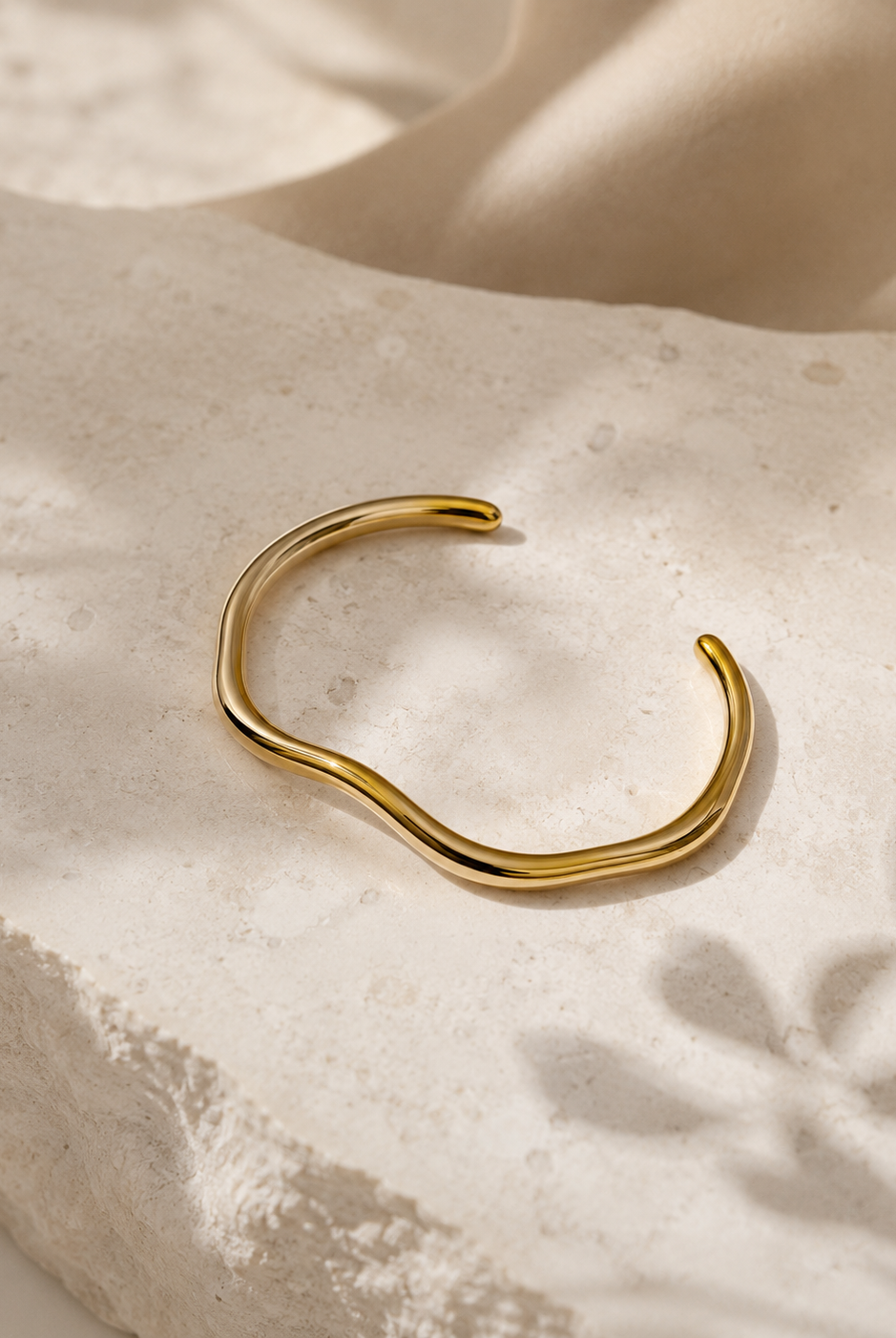 Wave 18K Gold Plated Bangle Dear Blackbird Boutique