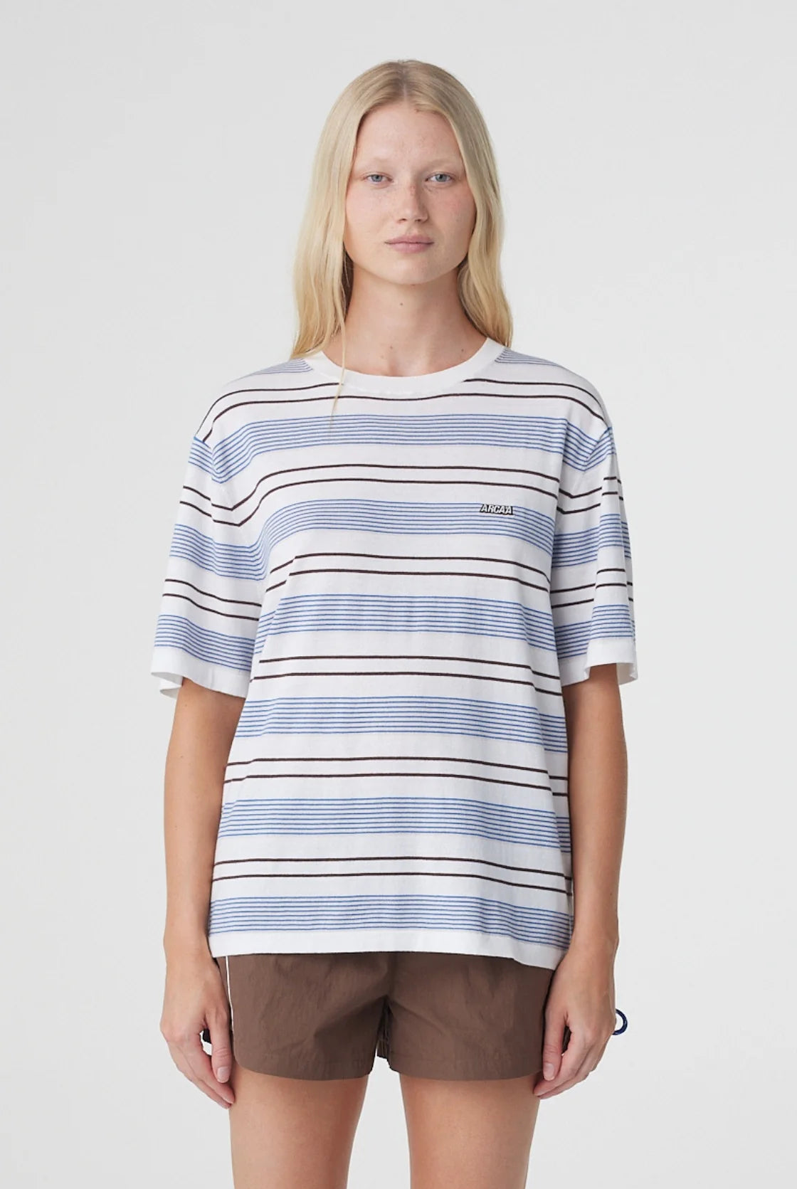 Arcaa - Noor Tee (White & Blue Retro Stripe) Arcaa