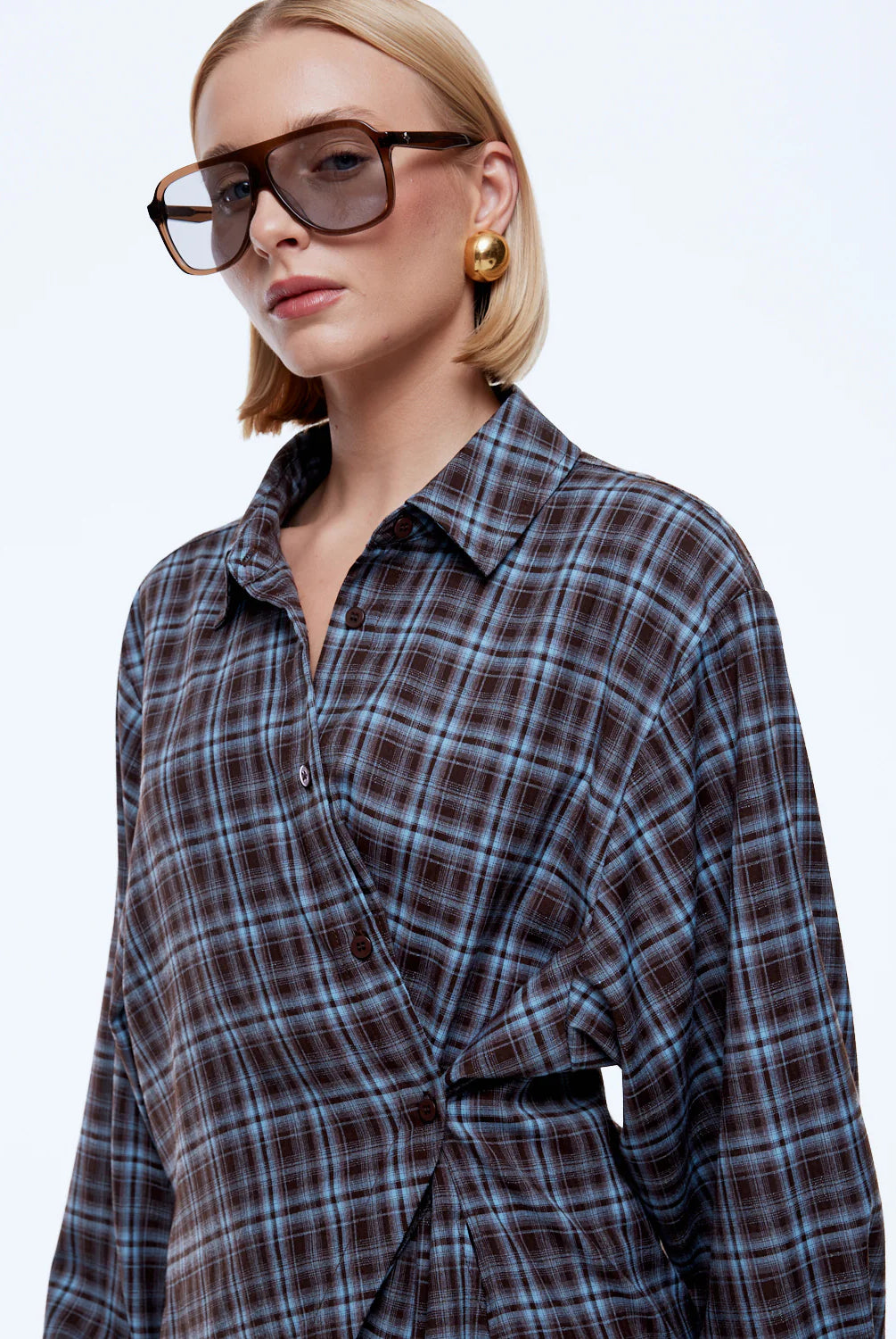 Ena Pelly - Bobbi Check Shirt (Brown/Blue) Ena Pelly