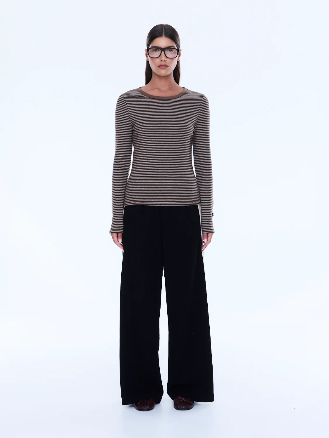 Ena Pelly - Piper Long Sleeve Stripe Top (Sand Stripe) Ena Pelly