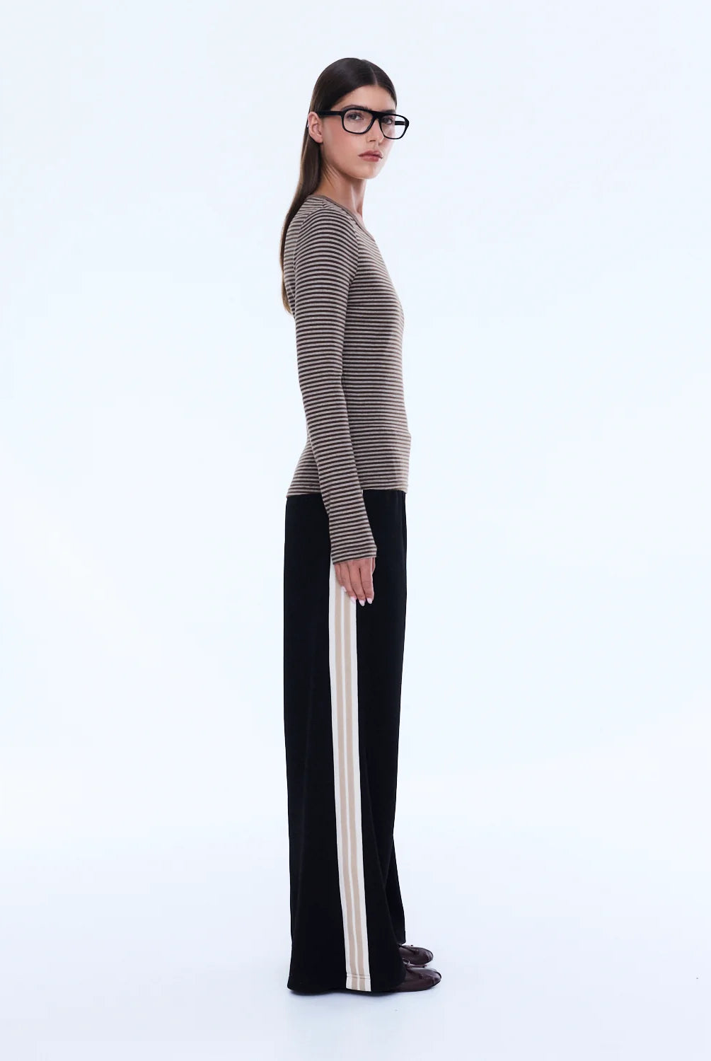 Ena Pelly - Piper Long Sleeve Stripe Top (Sand Stripe) Ena Pelly