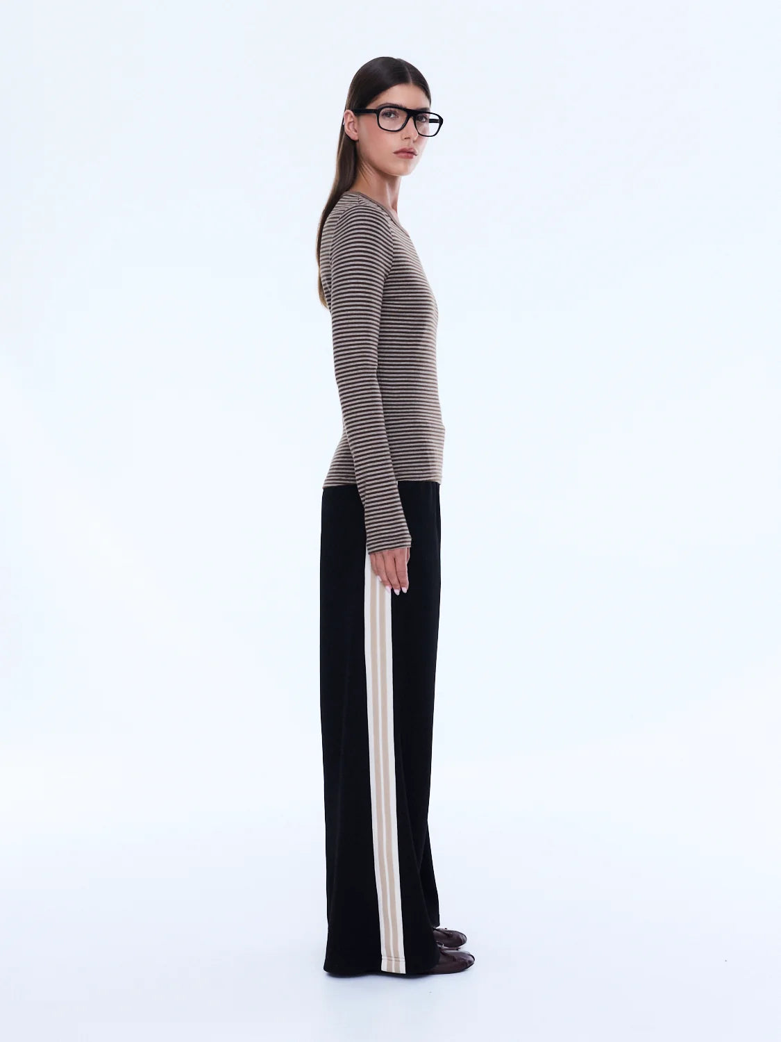Ena Pelly - Piper Long Sleeve Stripe Top (Sand Stripe) Ena Pelly