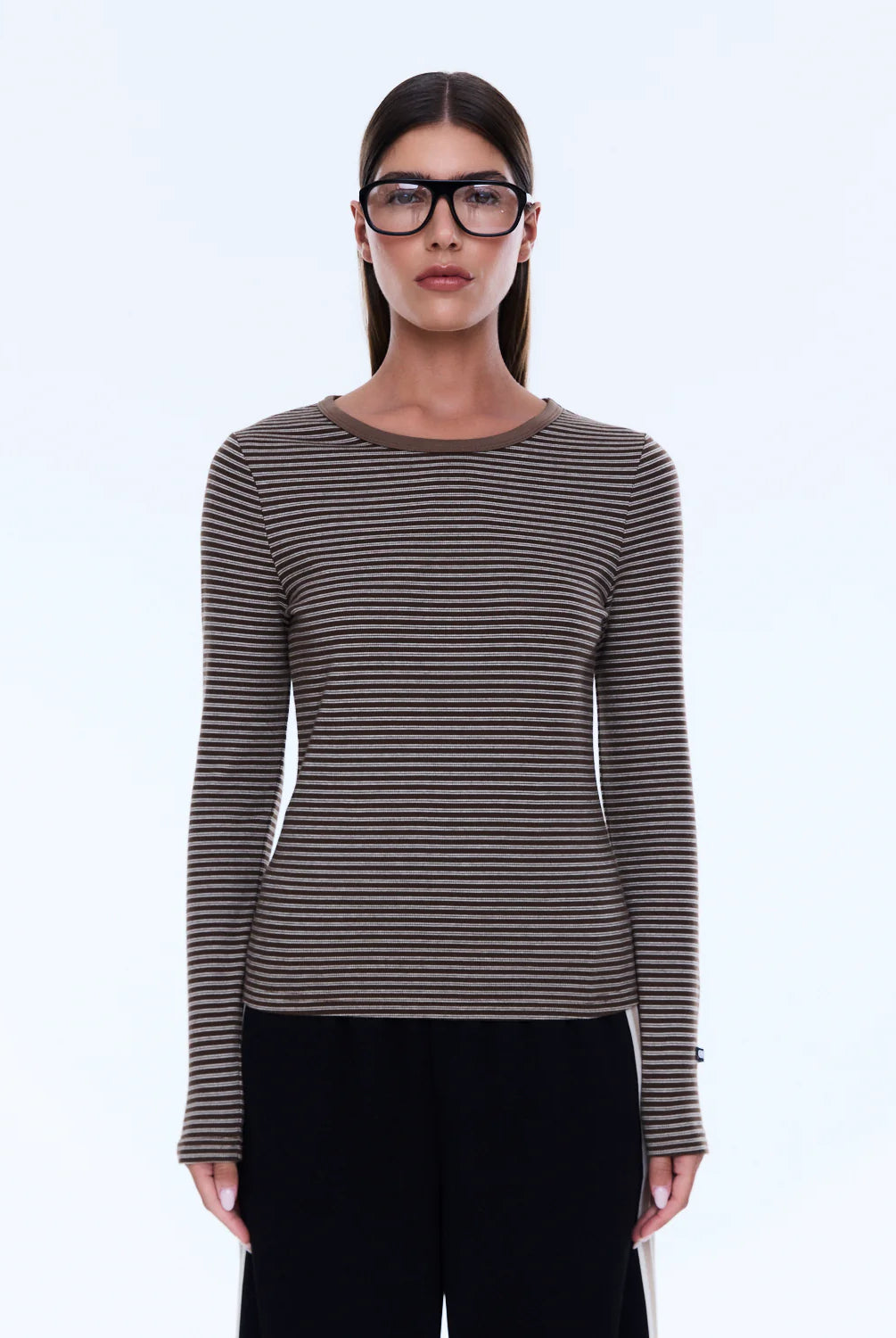 Ena Pelly - Piper Long Sleeve Stripe Top (Sand Stripe) Ena Pelly