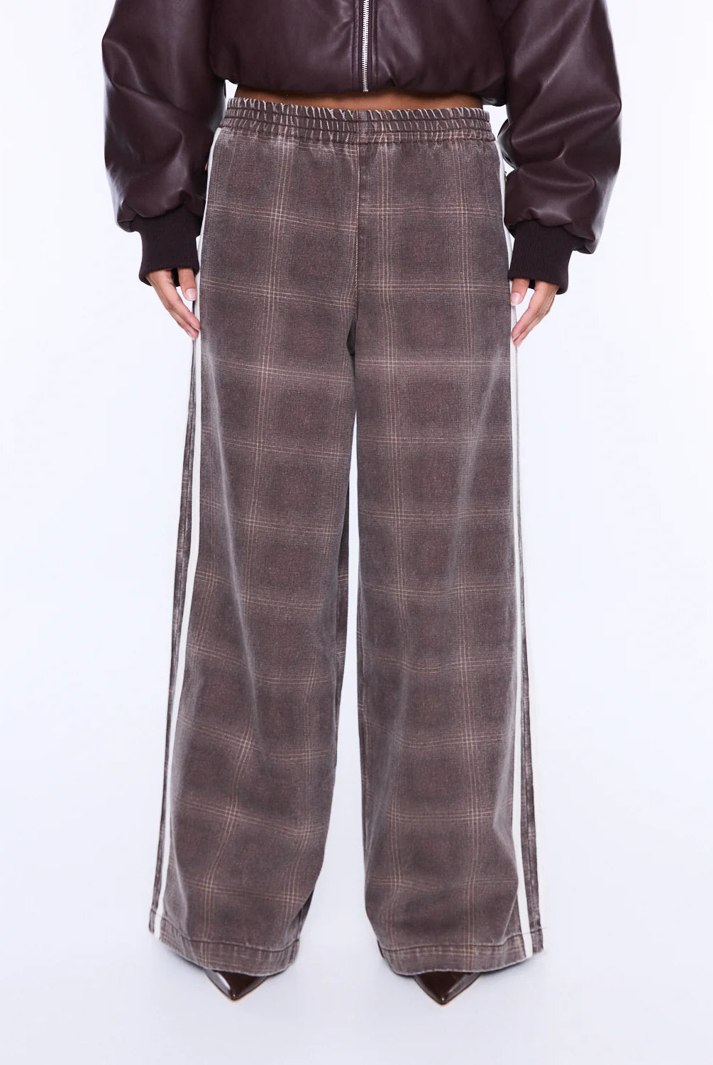 Ena Pelly - Myla Wide Leg Pant (Burgundy Check) Ena Pelly