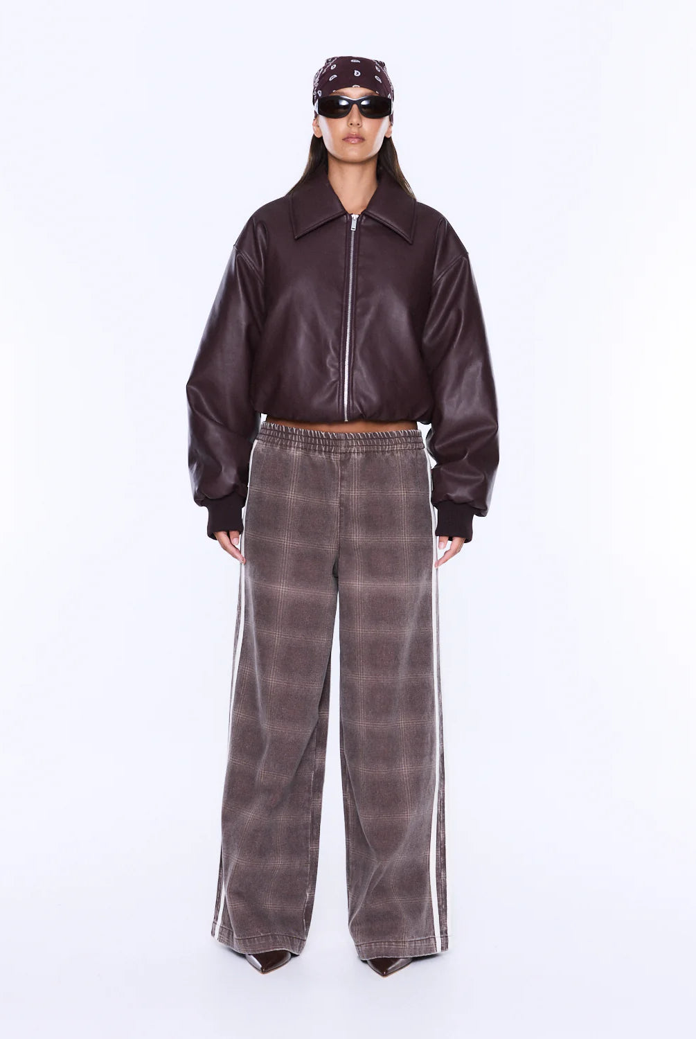 Ena Pelly - Myla Wide Leg Pant (Burgundy Check) Ena Pelly
