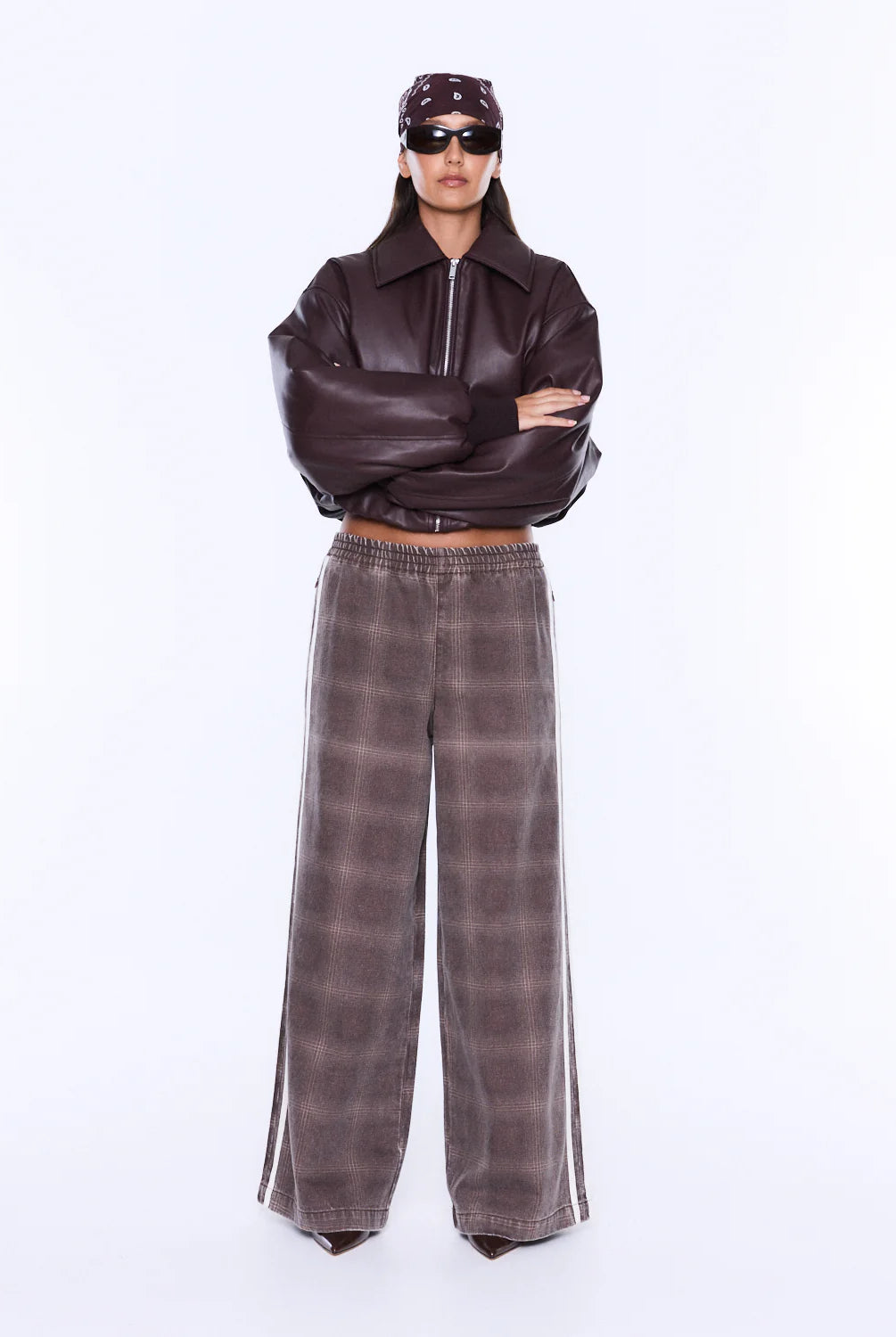 Ena Pelly - Myla Wide Leg Pant (Burgundy Check) Ena Pelly