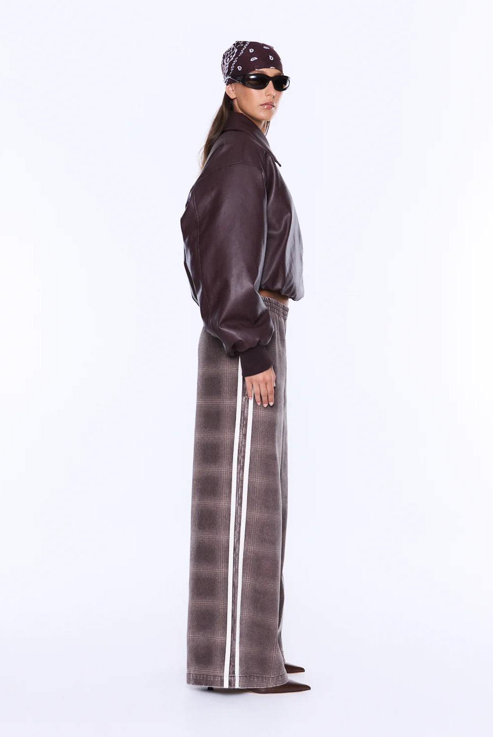 Ena Pelly - Myla Wide Leg Pant (Burgundy Check) Ena Pelly