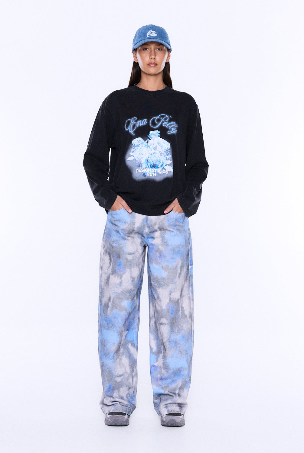 Ena Pelly - Elsa Long Sleeve Relaxed Tee (Vintage Black) Ena Pelly
