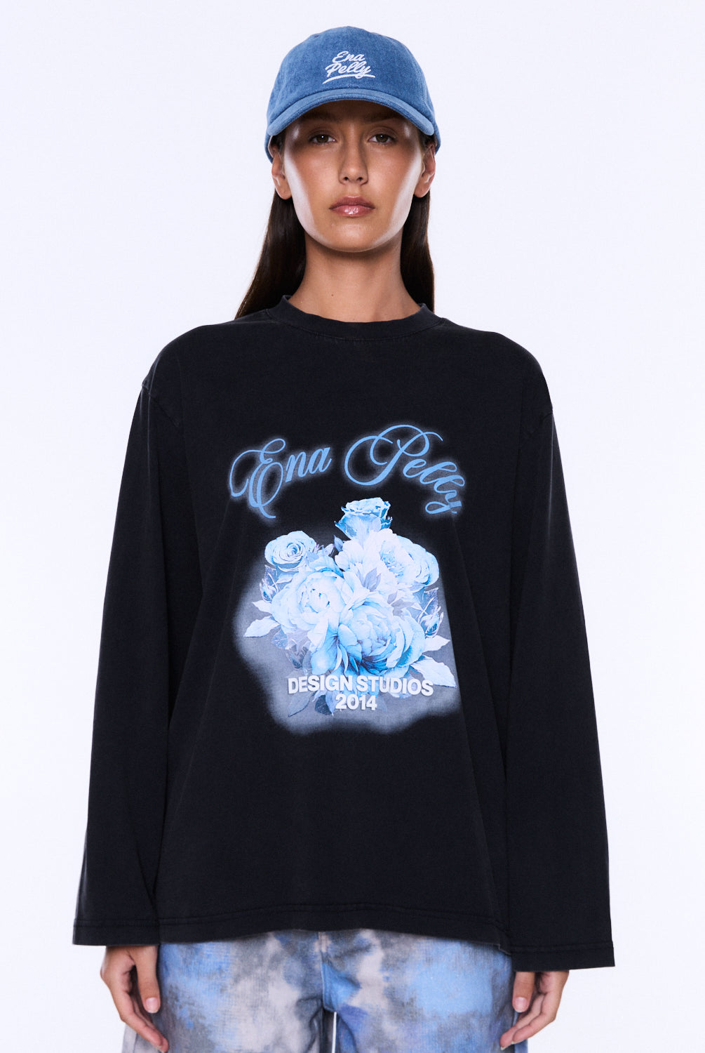 Ena Pelly - Elsa Long Sleeve Relaxed Tee (Vintage Black) Ena Pelly