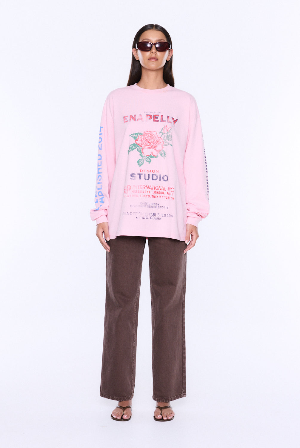 Ena Pelly - Hailey Long Sleeve Cuffed Tee (Blush Pink) Ena Pelly