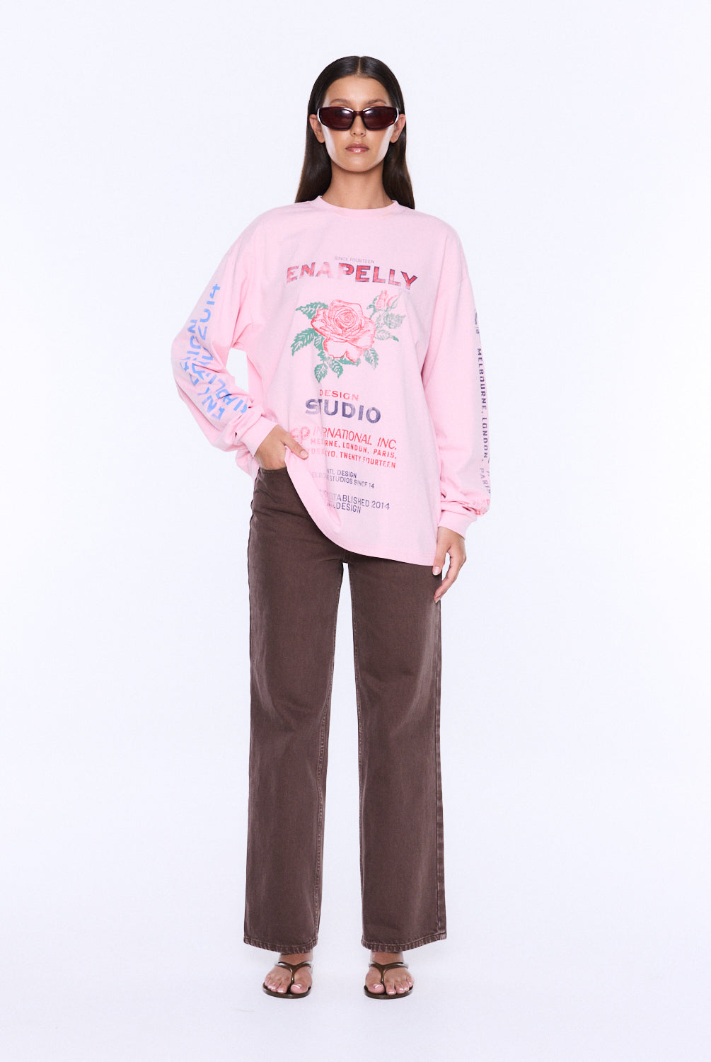 Ena Pelly - Hailey Long Sleeve Cuffed Tee (Blush Pink) Ena Pelly