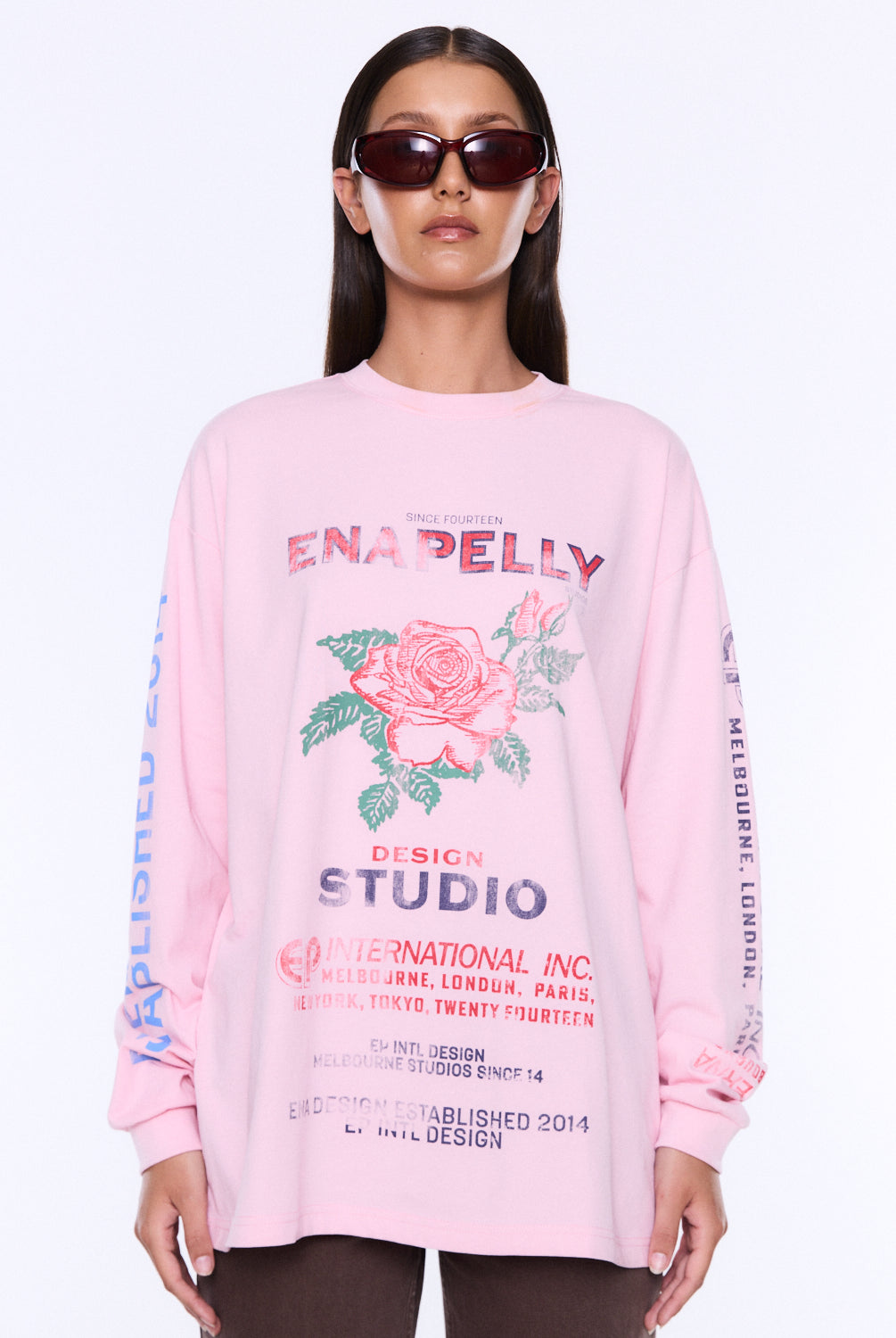 Ena Pelly - Hailey Long Sleeve Cuffed Tee (Blush Pink) Ena Pelly
