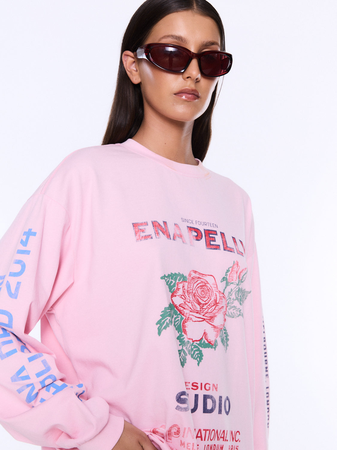 Ena Pelly - Hailey Long Sleeve Cuffed Tee (Blush Pink) Ena Pelly